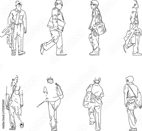Vector sketch illustration design of employees going on their daily work activities