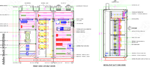 Vector sketch illustration of control panel design of multi-storey building