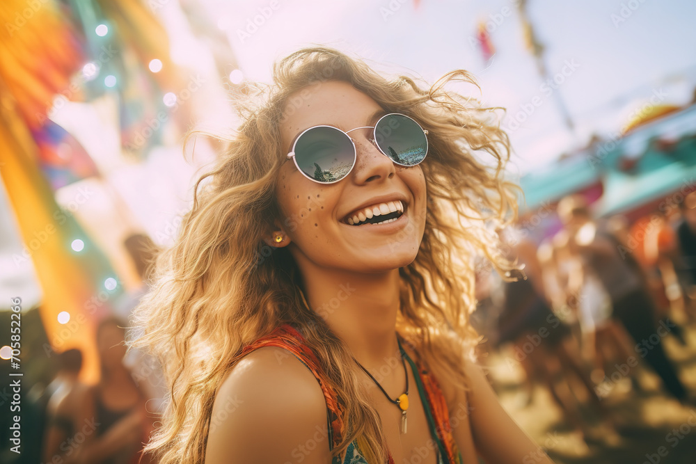 Summer Symphony: A Radiant Portrait of a Young Woman Lost in Music Festival Bliss Summer Symphony: A Radiant Portrait of a Young Woman Lost in Music Festival Bliss