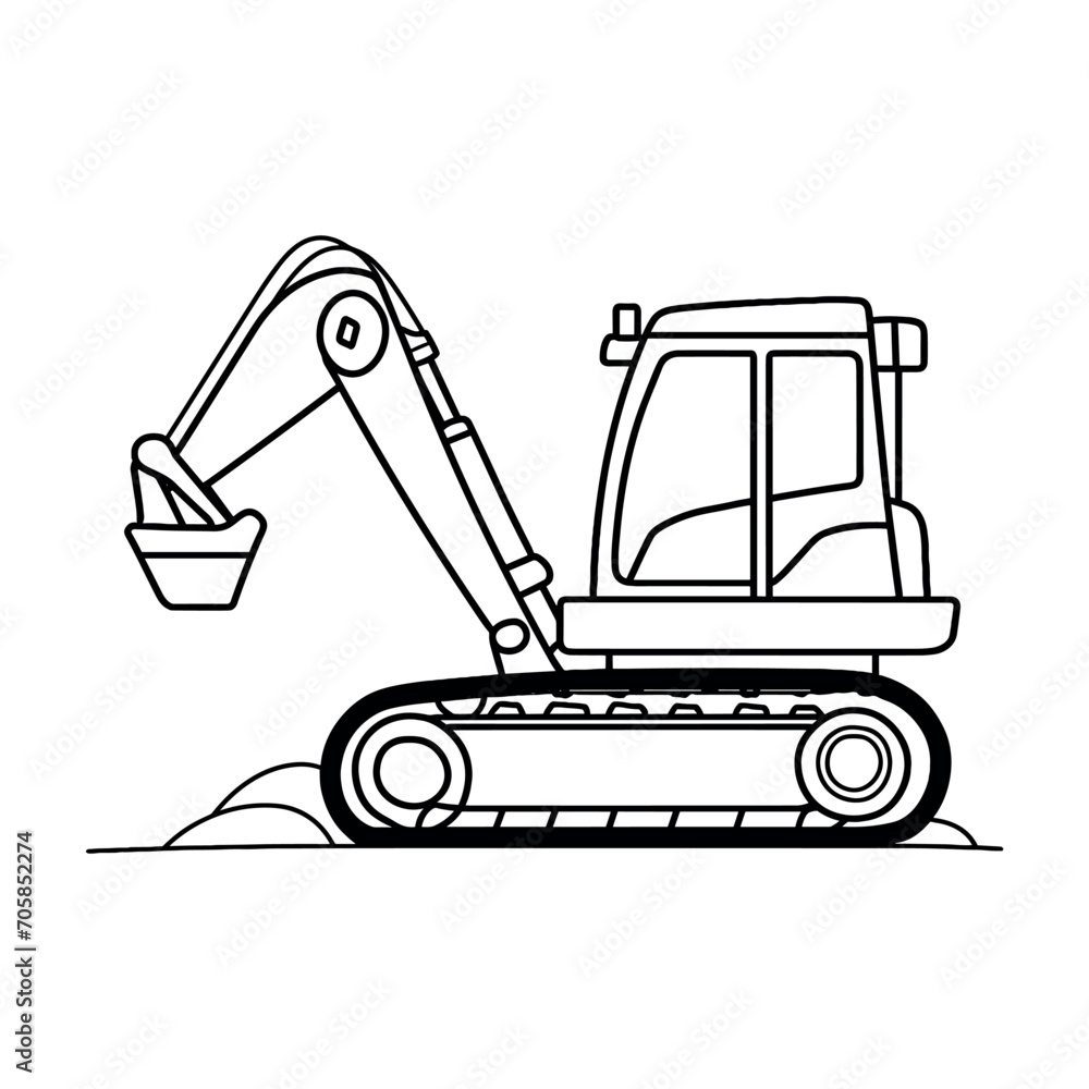 Naklejka premium Excavator illustration coloring page - coloring book for kids