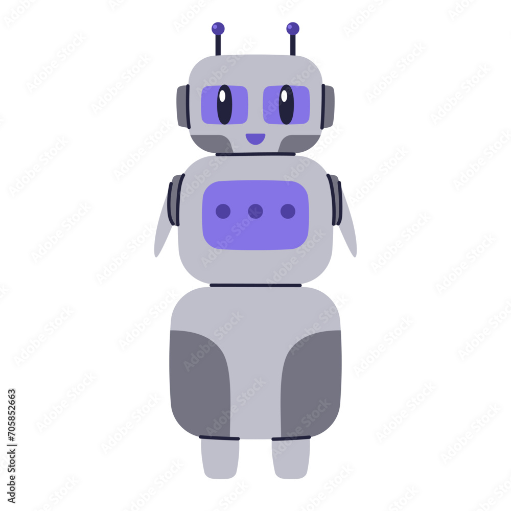 Cute Robot character. Chatbot, AI bot mascot, digital cyborg. Futuristic technology service. Communication artificial intelligence. Vector illustration in cartoon doodle style Cute Robot character. Chatbot, AI bot mascot, digital cyborg. Futuristic technology service. Communication artificial intelligence. Vector illustration in cartoon doodle style