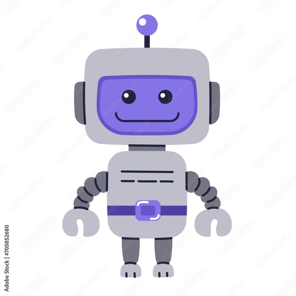 Cute Robot character. Chatbot, AI bot mascot, digital cyborg. Futuristic technology service. Communication artificial intelligence. Vector illustration in cartoon doodle style Cute Robot character. Chatbot, AI bot mascot, digital cyborg. Futuristic technology service. Communication artificial intelligence. Vector illustration in cartoon doodle style