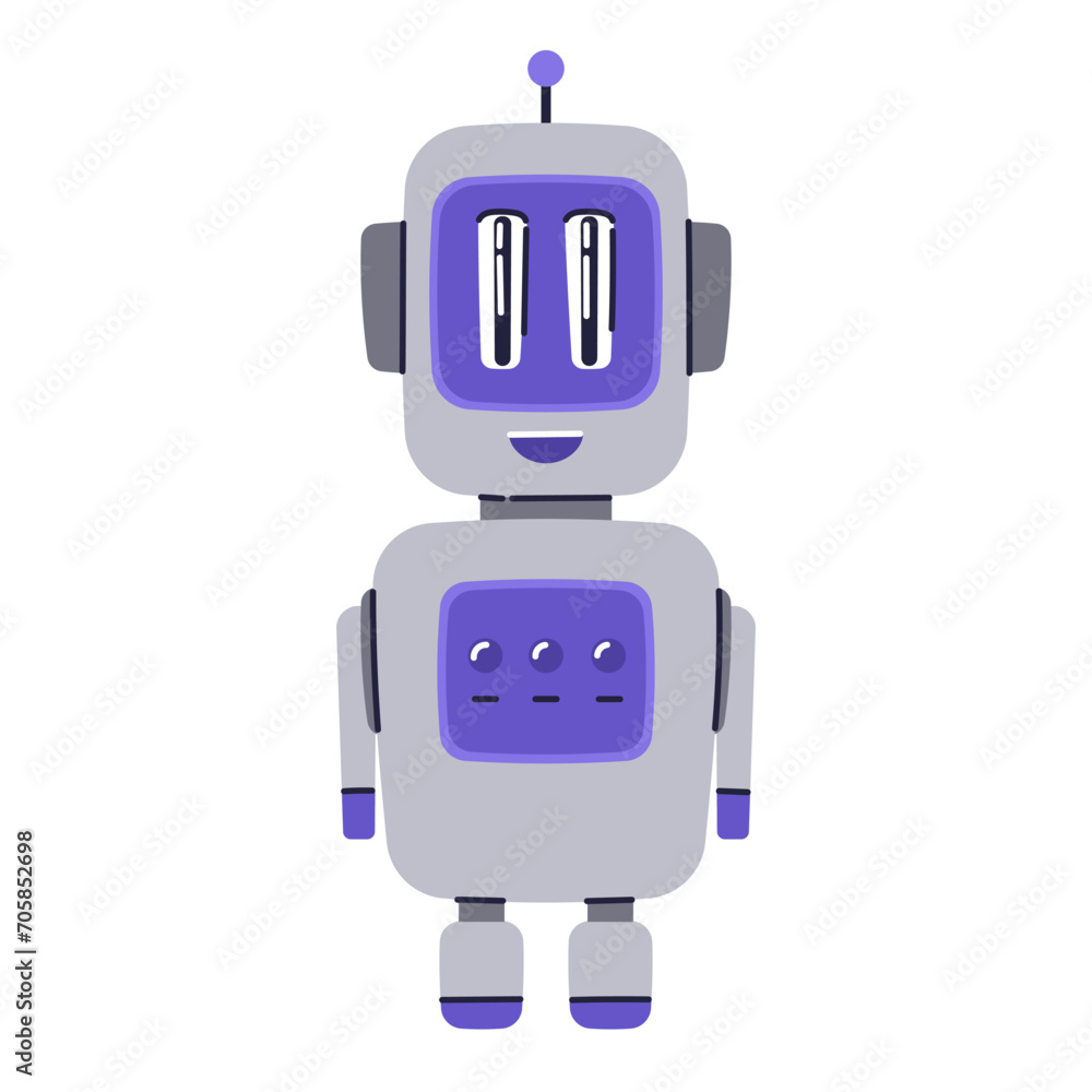 Cute Robot character. Chatbot, AI bot mascot, digital cyborg. Futuristic technology service. Communication artificial intelligence. Vector illustration in cartoon doodle style Cute Robot character. Chatbot, AI bot mascot, digital cyborg. Futuristic technology service. Communication artificial intelligence. Vector illustration in cartoon doodle style