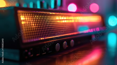 A sleek digital radio tuner glows with the promise of music and information.