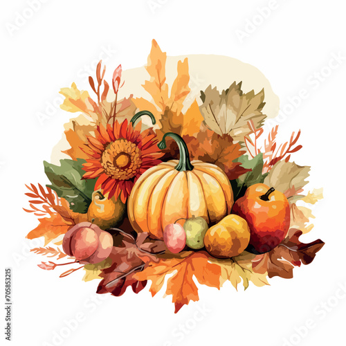 Watercolor vector illustration of a border with fall leaves and branches isolated on a white background