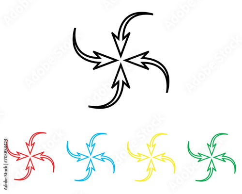 Inward arrow icon vector. Four Arrows icon sign symbol in trendy flat style. Set elements in colored icons. Arrow pointing center vector icon illustration isolated on white background