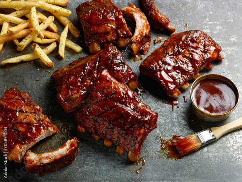 Baby Back Ribs Freshly Sauced with Fries