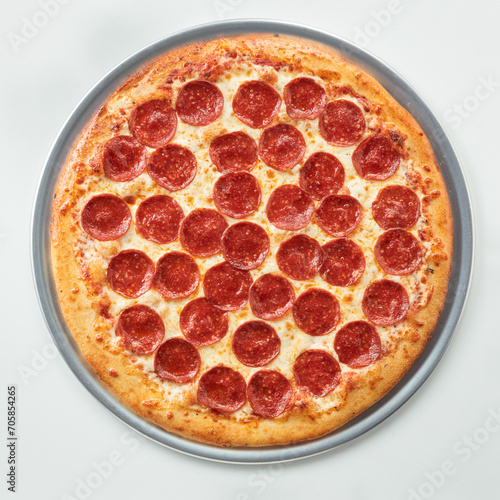 Pepperoni Pizza Whole Overhead