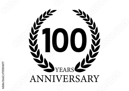 100 Years or One Hundred Years Anniversary Logo. Anniversary Celebration Logo for Wedding, Birthday Party or Celebration. Vector Illustration.