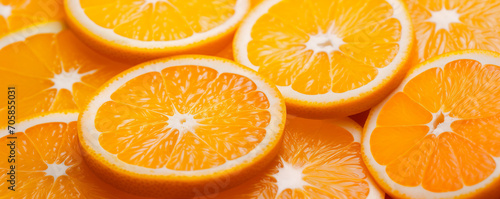 Tasty and juicy orange slices, fresh fruit background full of vitamins and energy photo