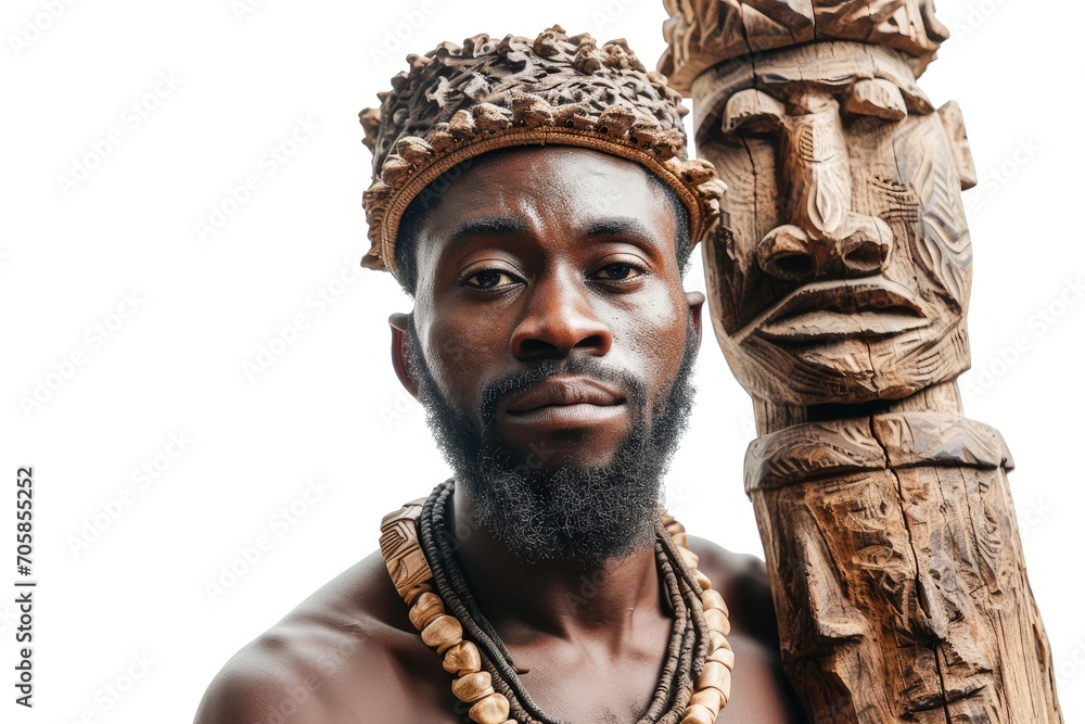 Creative portrait of an African man as a sculptor, artistic and skilled, white background Creative portrait of an African man as a sculptor, artistic and skilled, white background