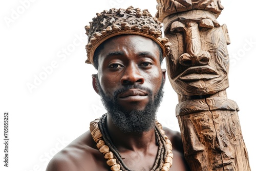 Creative portrait of an African man as a sculptor, artistic and skilled, white background