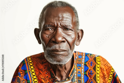 Dignified portrait of an African man, regal and proud, white background