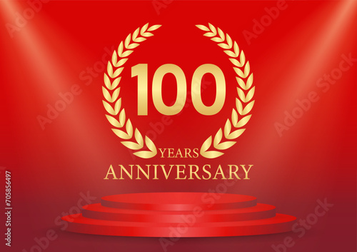 100 Years or One Hundred Years Anniversary Logo. Anniversary Celebration Logo for Wedding, Birthday Party or Celebration. Vector Illustration.