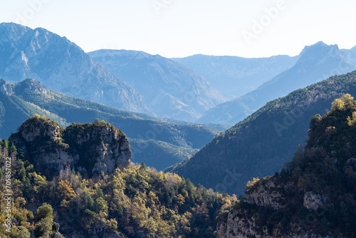 Mountain layers of Escuaín gorge in spanish pyrenees.