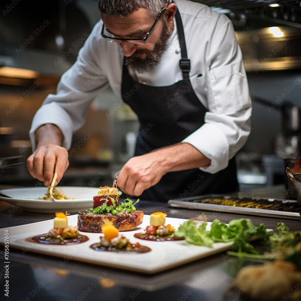 Chef in a gourmet restaurant. Chef in a gourmet restaurant.