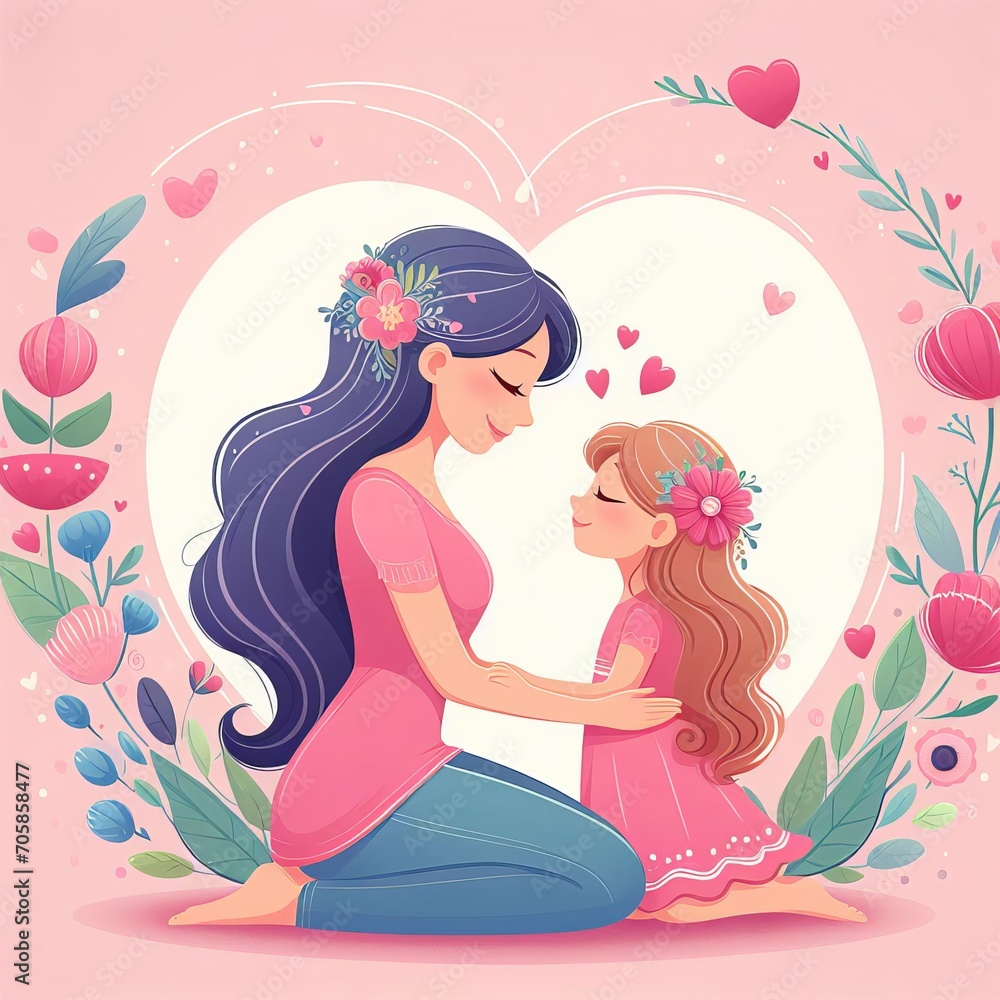 Happy mother's day illustration background social media design, Generative Ai Happy mother's day illustration background social media design, Generative Ai