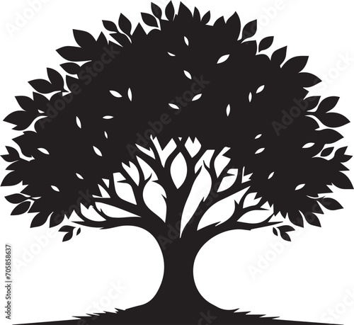 Tree silhouette editable vector illustration for logo icon isolated over white background