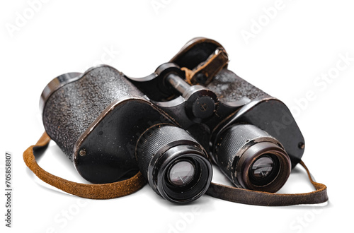 vintage binocular on white background