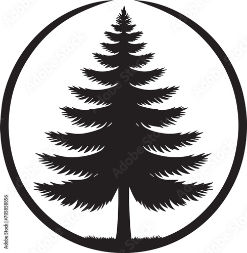 Tree silhouette editable vector illustration for logo icon isolated over white background