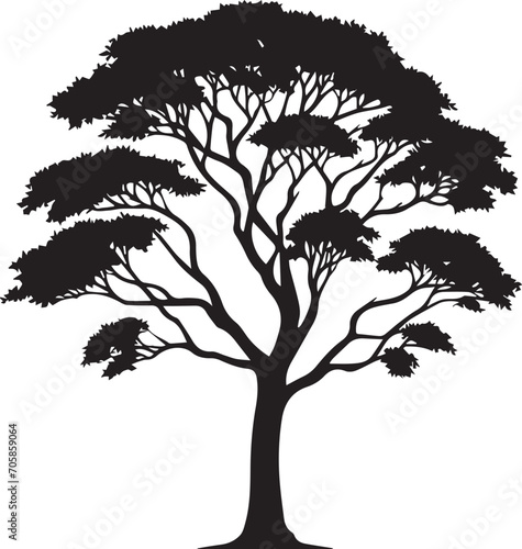 Tree silhouette editable vector illustration for logo icon isolated over white background