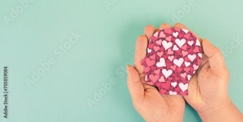 Cuadro en lienzo Mind with hearts, love, emotion and passion, self esteem and mental health care