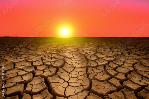 Dry river in desert. Drought land in Global drought. Dry cracked earth after Dry lake. World Climate change. Dried earth in Water crisis. No freshwater in desert. Cracked dried soil after dry sea.