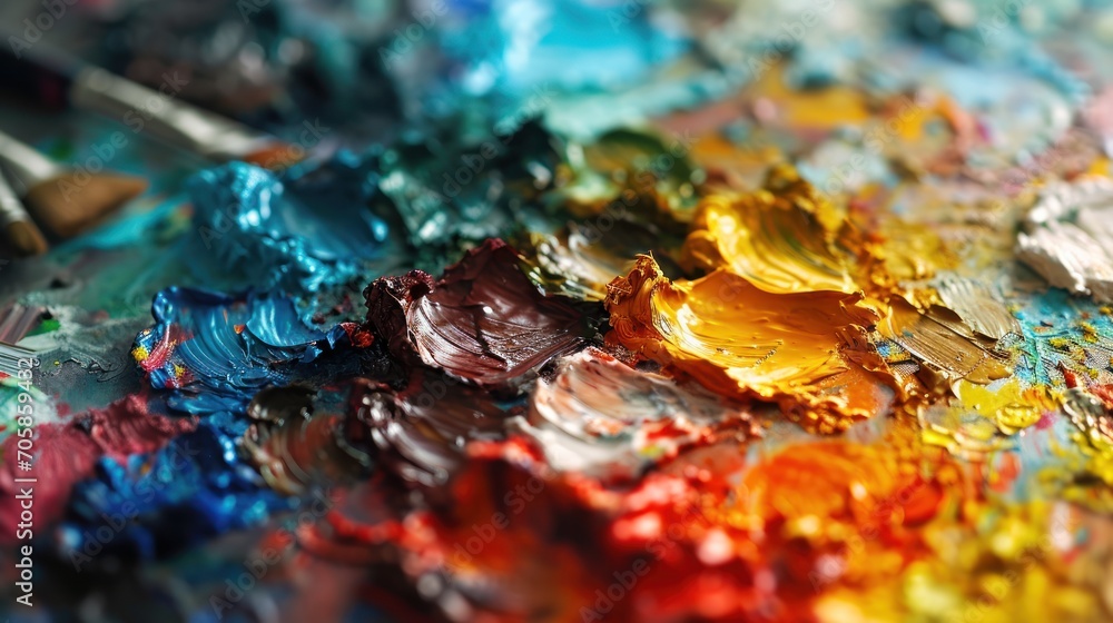 Palette of paints represents the endless possibilities of art. Palette of paints represents the endless possibilities of art.