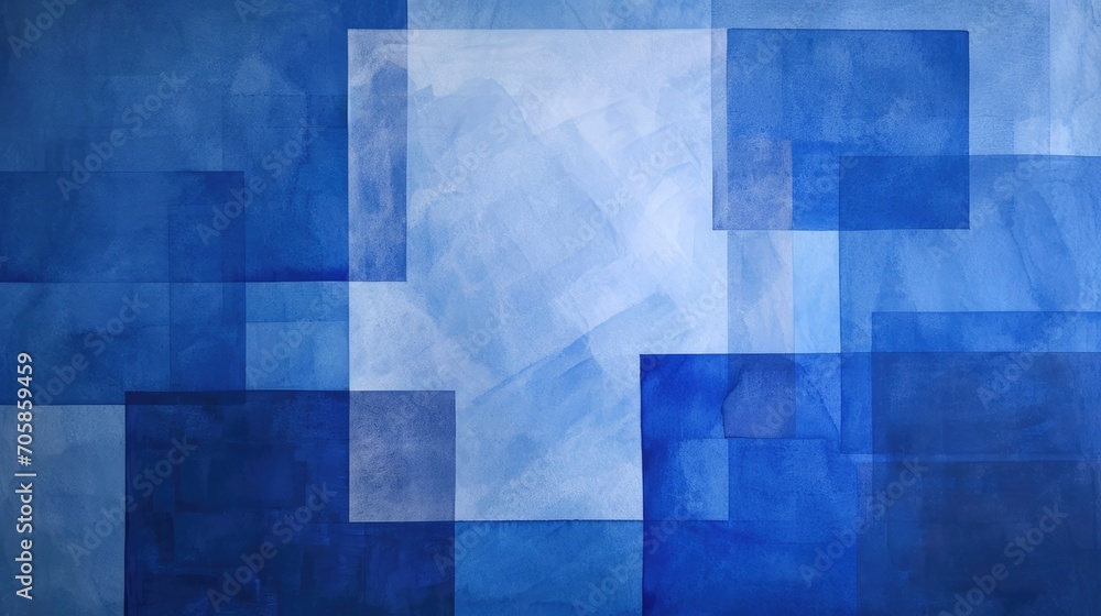 Generative AI, abstract blue watercolor geometric background, hand drawn art