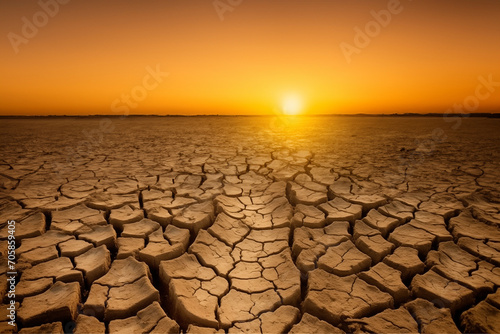 Dry river in desert. Drought land in Global drought. Dry cracked earth after Dry lake. World Climate change. Dried earth in Water crisis. No freshwater in desert. Cracked dried soil after dry sea.