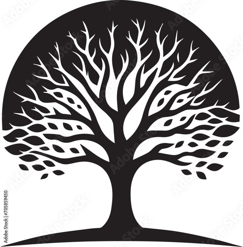 Tree silhouette editable vector illustration for logo icon isolated over white background
