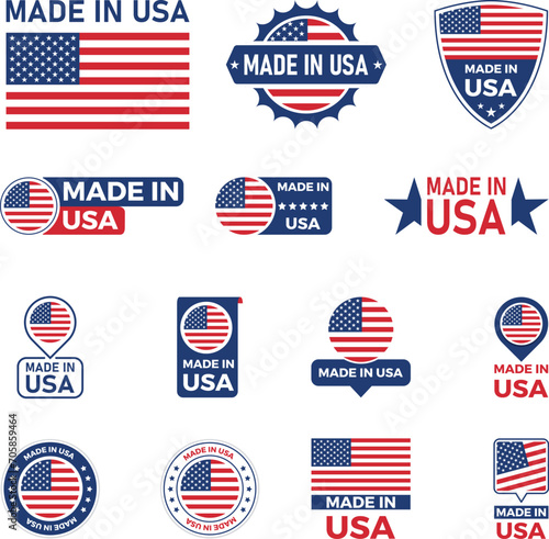 Made in USA, gefertigt in USA, hergestellt in USA - Button, Icon, Marke, Label, Emblem