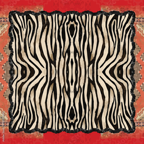 abstract vintage tiger pattern scarf design