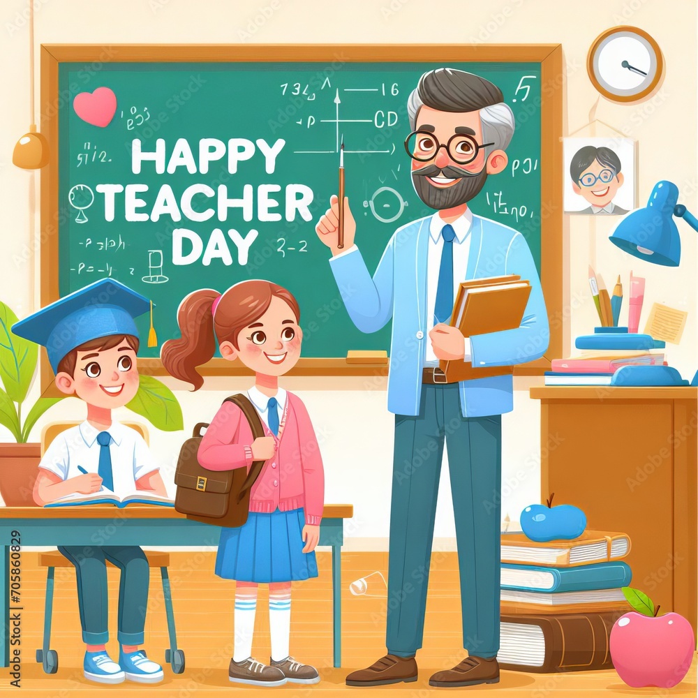 International day of teachers poster template, Generative Ai International day of teachers poster template, Generative Ai