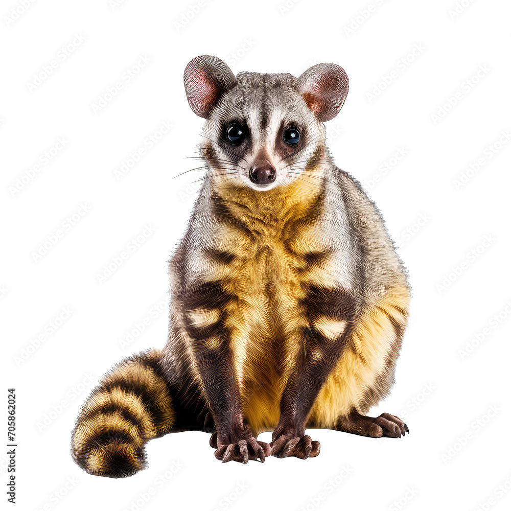 Banded Palm Civet. Wild animals become extinct isolated on transparent background