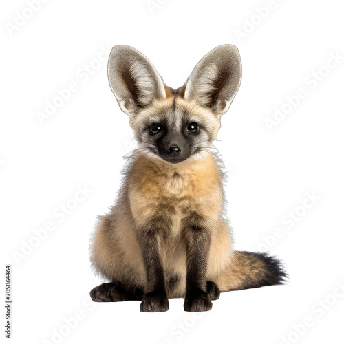 Bat-Eared Fox sitting, a type of fox, a wild predator isolated on transparent background © minhnhat