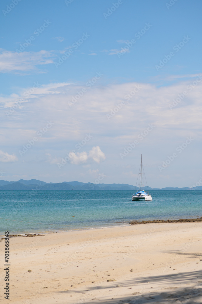Sailing boat on the sea. Thailand. White yacht on the the sea. Vacation. Sailing boat on the sea. Thailand. White yacht on the the sea. Vacation.