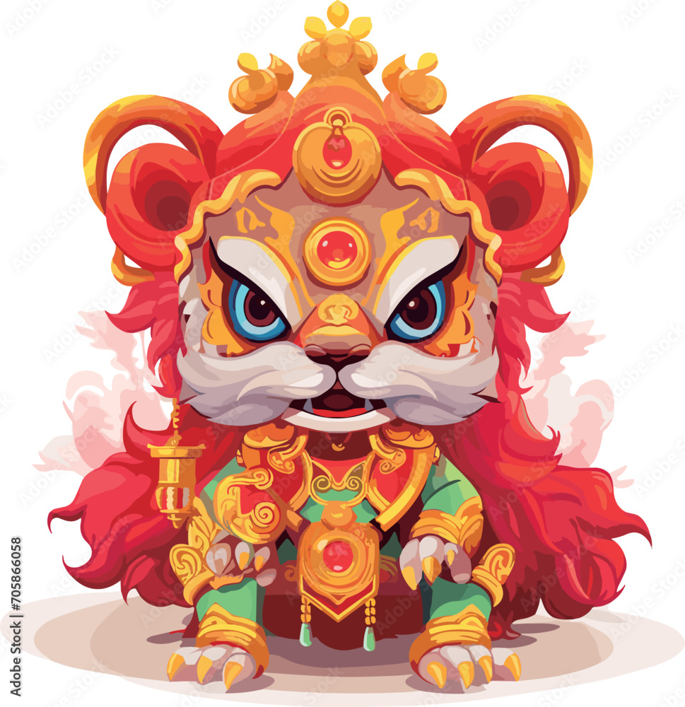 vibrant chinese new year lion dance illustration - colorful festive costume design ideal for greeting cards, event flyers, and cultural education