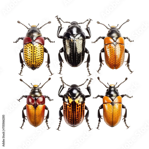 set of beetles top view - colorful beetles on transparent background photo
