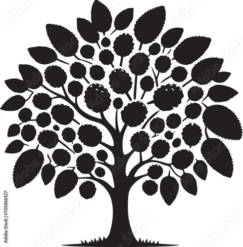 Tree silhouette editable vector illustration for logo icon isolated over white background