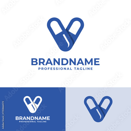 Letter V Capsule Logo, suitable for business related to Capsule or Pill with V initial