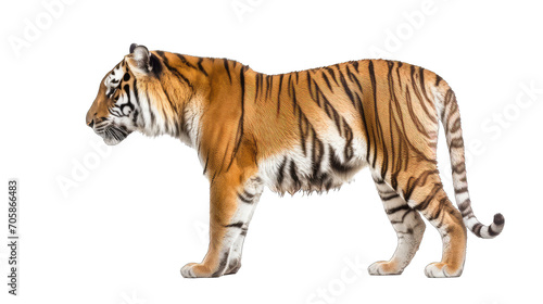 Bengal Tiger sideview - ferocious  dangerous predator on transparent background