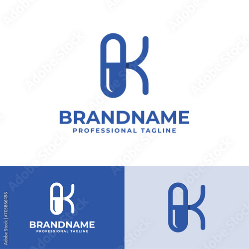 Letter K Capsule Logo, suitable for business related to Capsule or Pill with K initial
