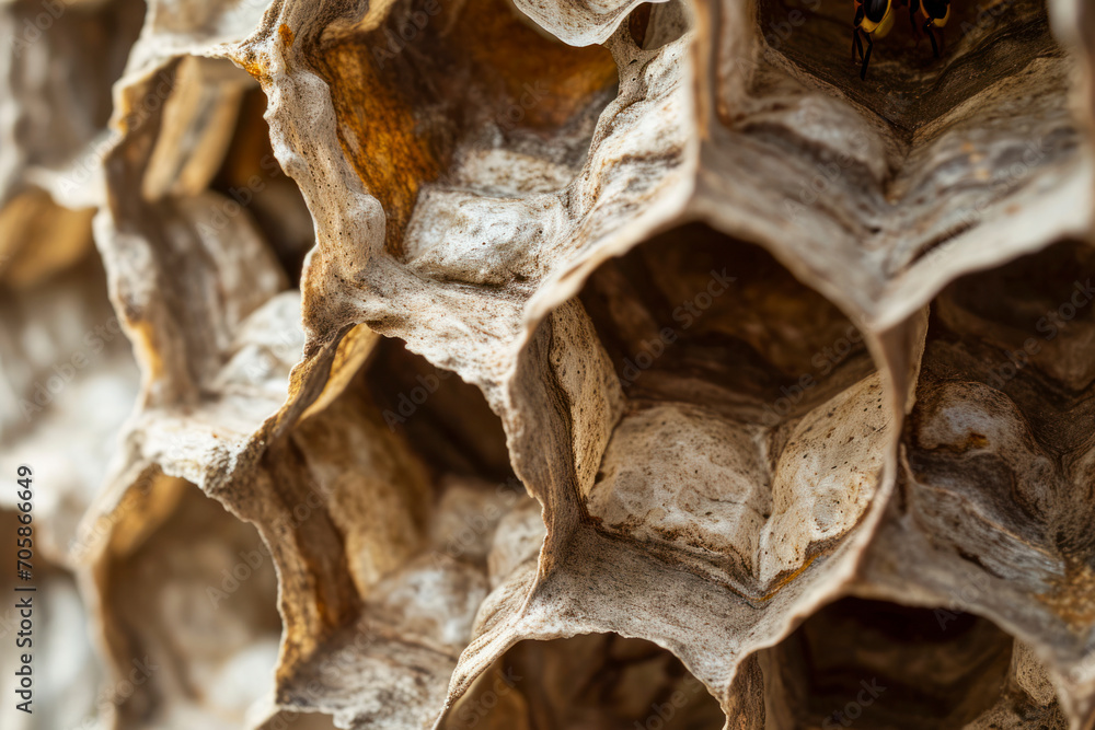 hornet-nest-close-up-a-detailed-shot-featuring-the-intricate-structure