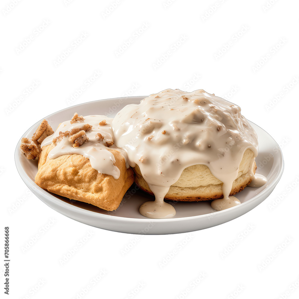 Biscuits and gravy on transparent background Biscuits and gravy on transparent background