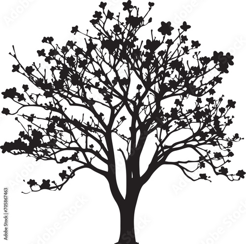 Tree silhouette editable vector illustration for logo icon isolated over white background