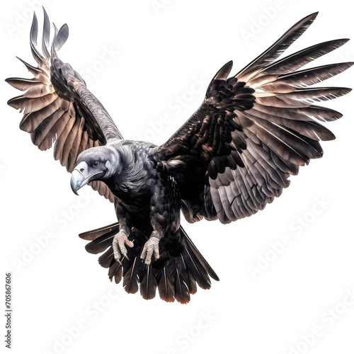 Black Vulture flying - scavenging birds on transparent background photo