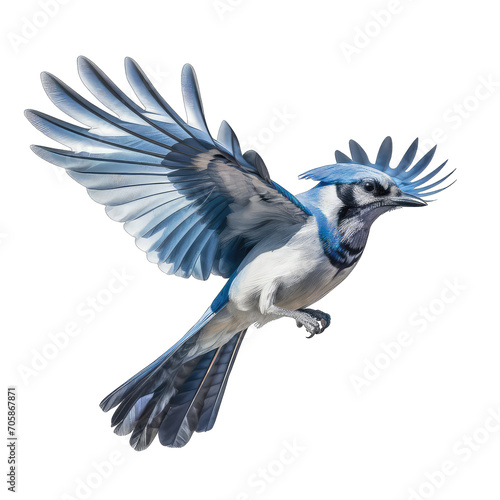 Blue Jay flying - bird on transparent background