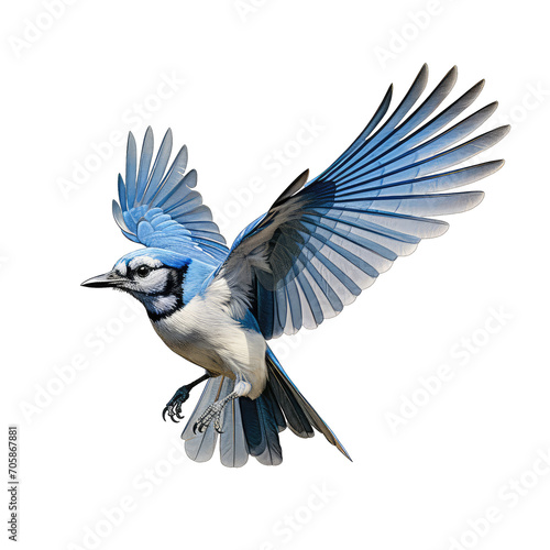 Blue Jay flying - bird on transparent background