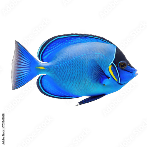 blue tang fish - tropical fish on transparent background